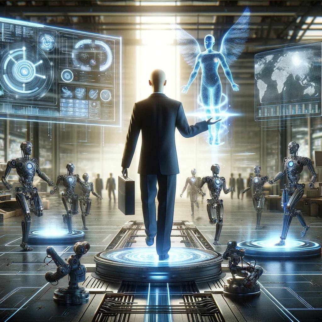 Afbeelding van een illustratie met de woorden "AI" en "Ethiek" op een achtergrond.