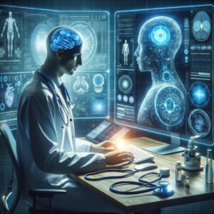 Afbeelding: Hyperrealistische foto toont de transformatieve kracht van AI in de gezondheidszorg.